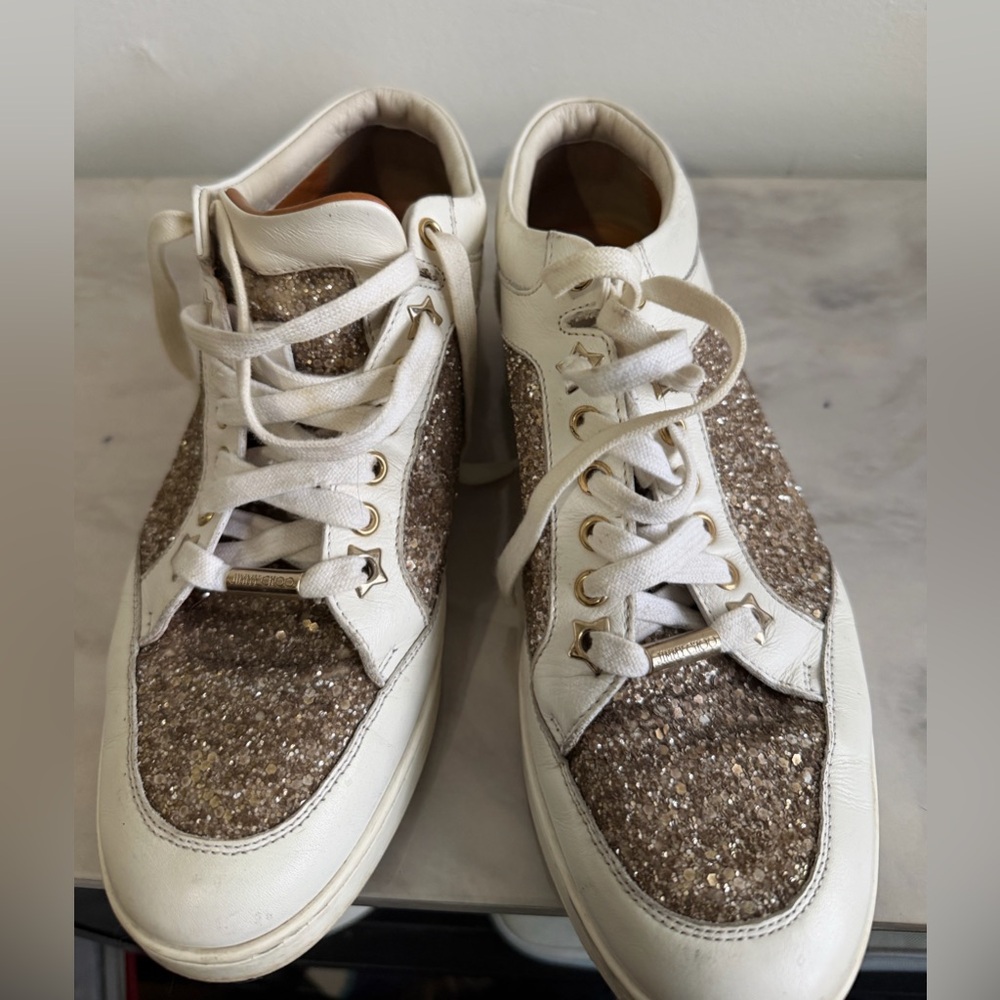 Jimmy Choo Stylish Glitter Sneakers size 8.5